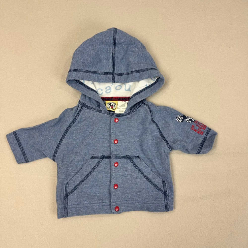 Mickey & Co Baby Blue Button Front Hoodie Jacket 0-3M Vintage‎ Disney 2000